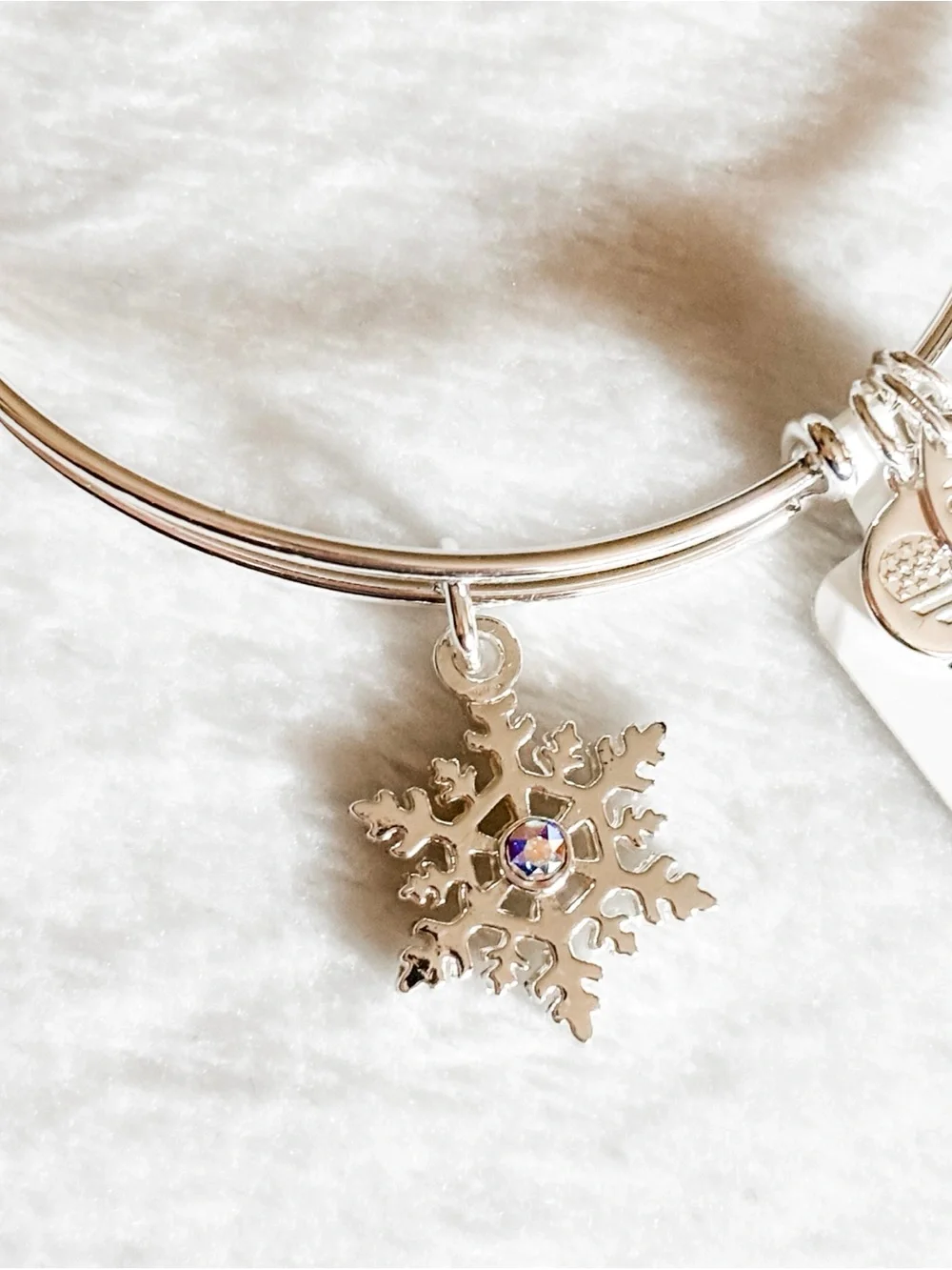 NWT! Alex and Ani Crystal Infusion Snowflake Bangle Bracelet - Silver